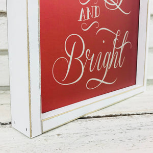 "Merry and Bright" Red and Silver Tin Christmas Decor