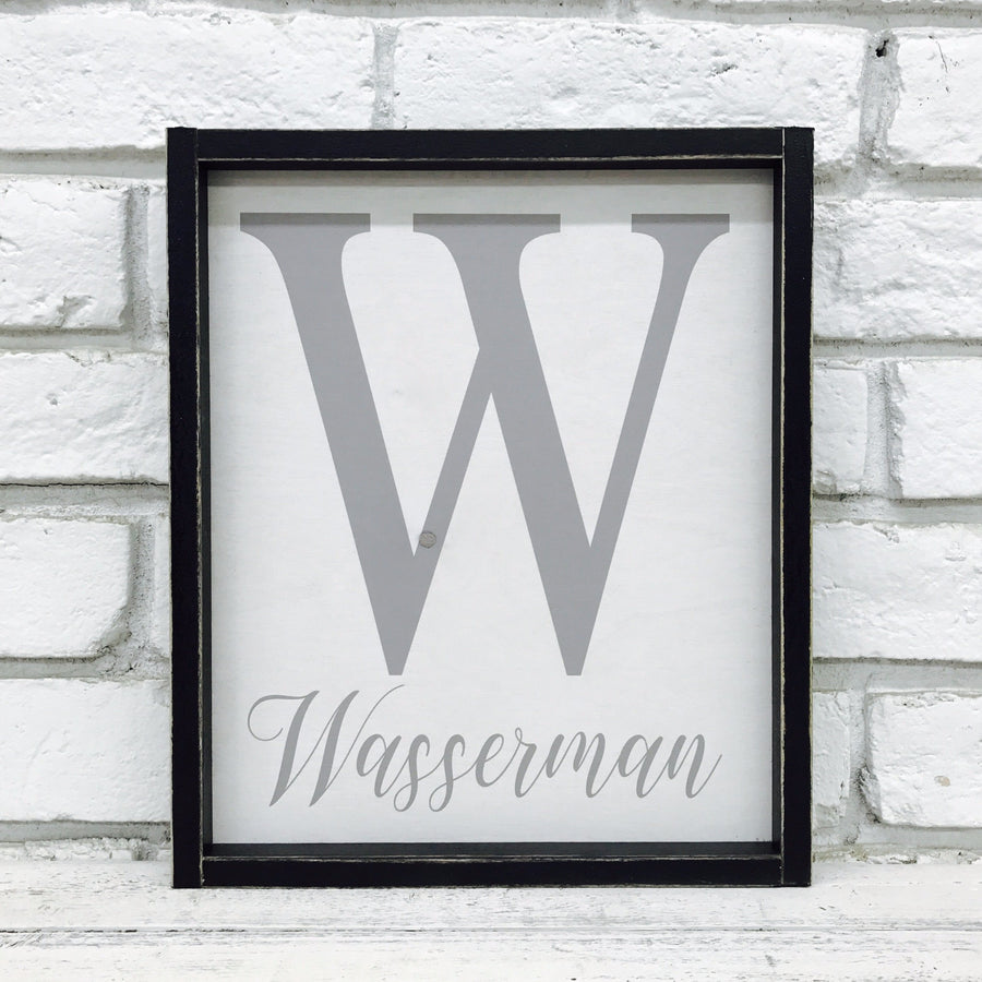personalized last name distressed wood frame custom sign