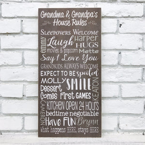 Grandma and Grandpa's House Rules-Wood