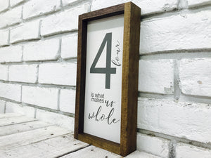 Farmhouse Wall Decor, Family of 4 Home Sign, Rustic Wooden Frame Decoration
