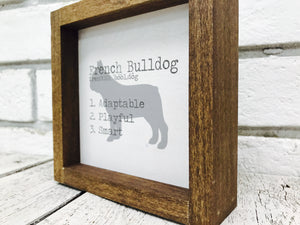 French Bulldog Dog Wooden Sign