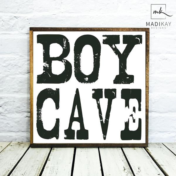 "Boy Cave" Wooden Sign