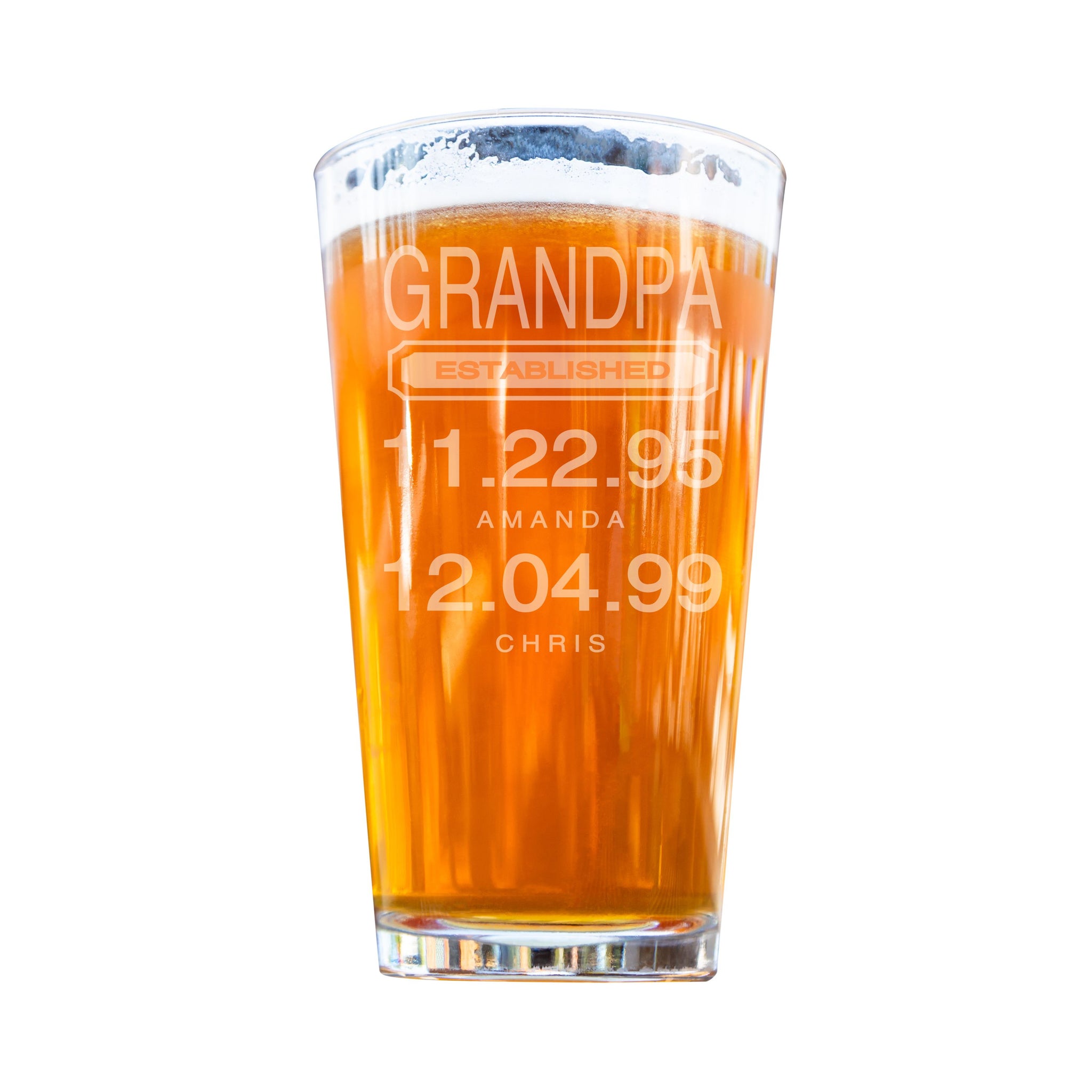 Grandpa Est 2020 - New Grandfather Beer Can Pint Glass Gift for First Time  Grandparents - Decorative 16 Oz Glasses