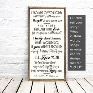 Wedding Song Lyrics Sign on Wood