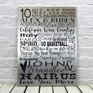 10 Year Anniversary Gift Tin Sign