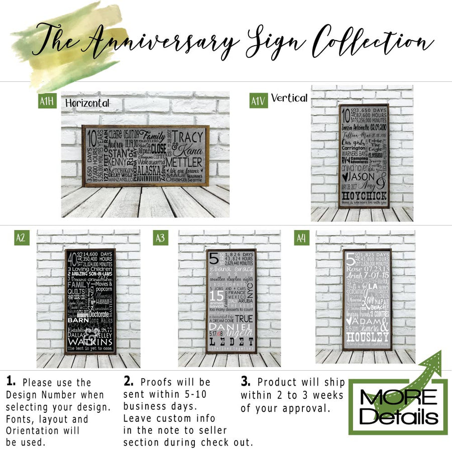 1 Year Personalized Wooden Anniversary Subway Sign