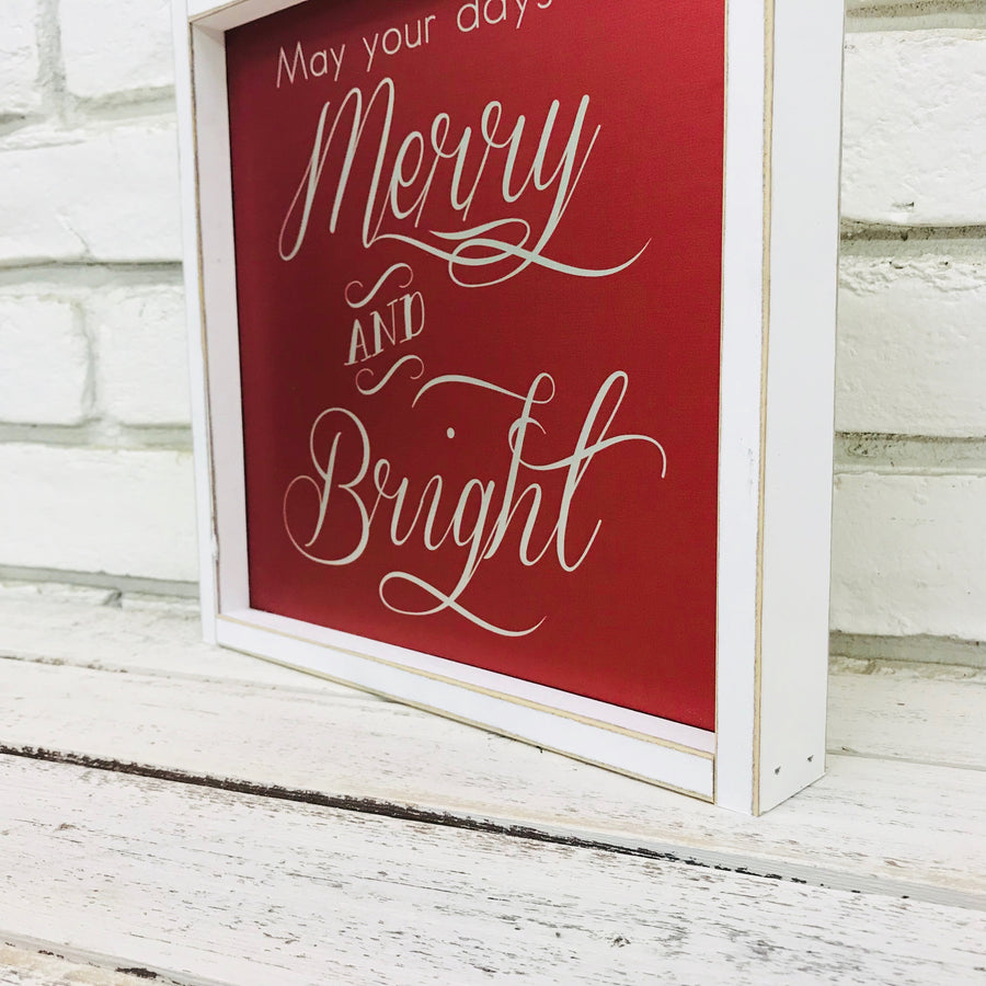 "Merry and Bright" Red and Silver Tin Christmas Decor
