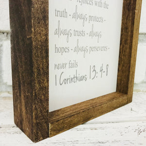 "Love is Patient" Wooden Farmhouse Home Decor Sign