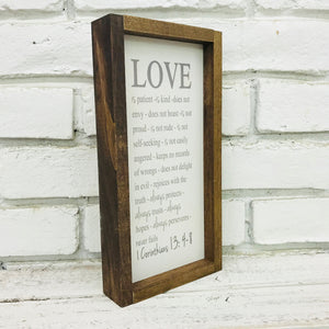 "Love is Patient" Wooden Farmhouse Home Decor Sign