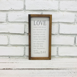 "Love is Patient" Wooden Farmhouse Home Decor Sign