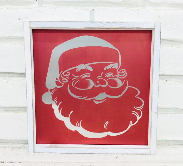 Red Santa on Tin Sign