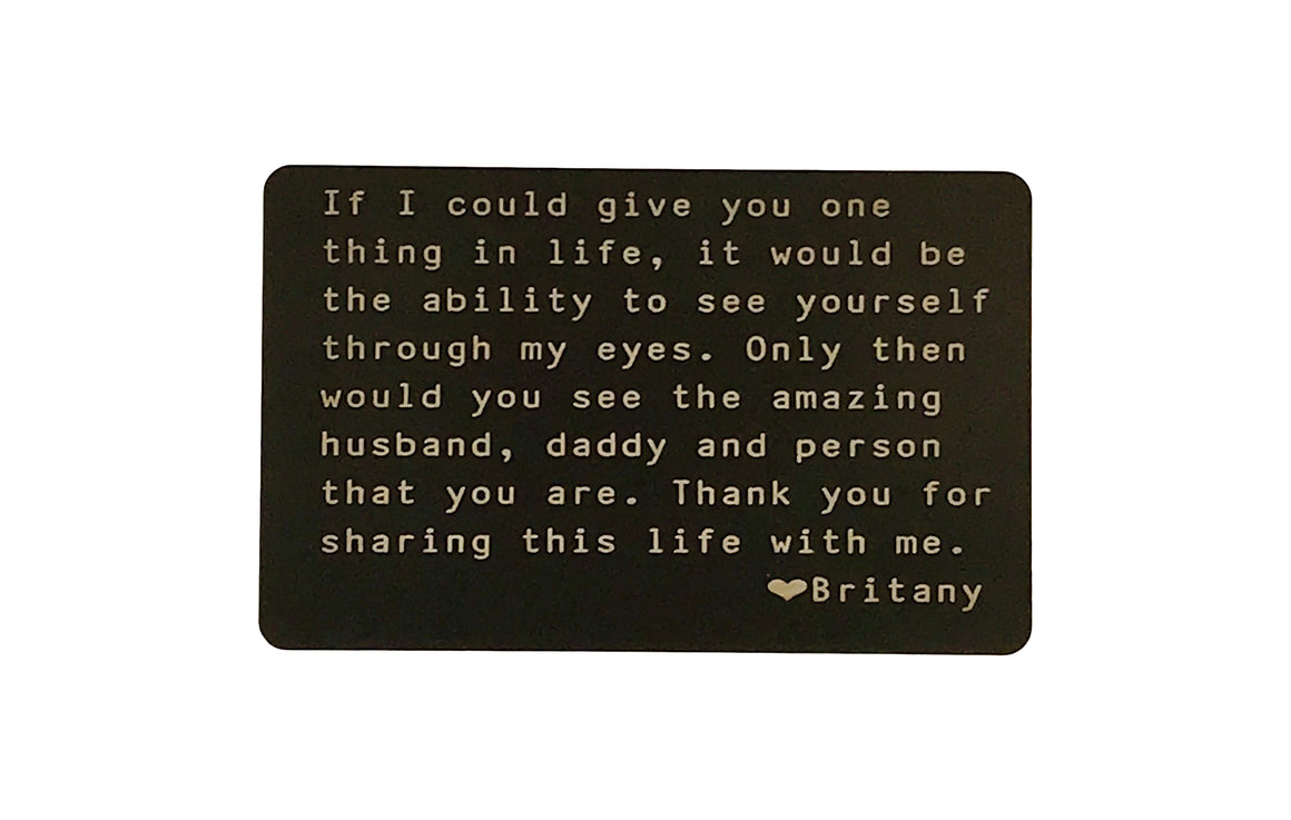 Custom Wallet Insert Card Personalized Quote Gift for Him