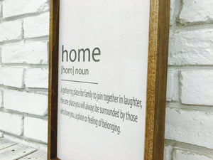 "Home [Home] Noun..." Wooden Farmhouse Home Decor Sign