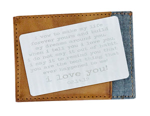 Custom Wallet Insert Card Personalized Quote Gift for Him