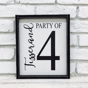Personalized Family Last Name and Party of 4 Wooden Sign