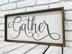 Wooden Farmhouse Sign "Gather"