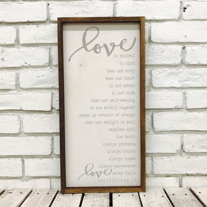 "Love is Patient..." Wooden Sign