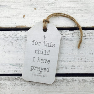 "For This Child I Have Prayed" Gift Tag