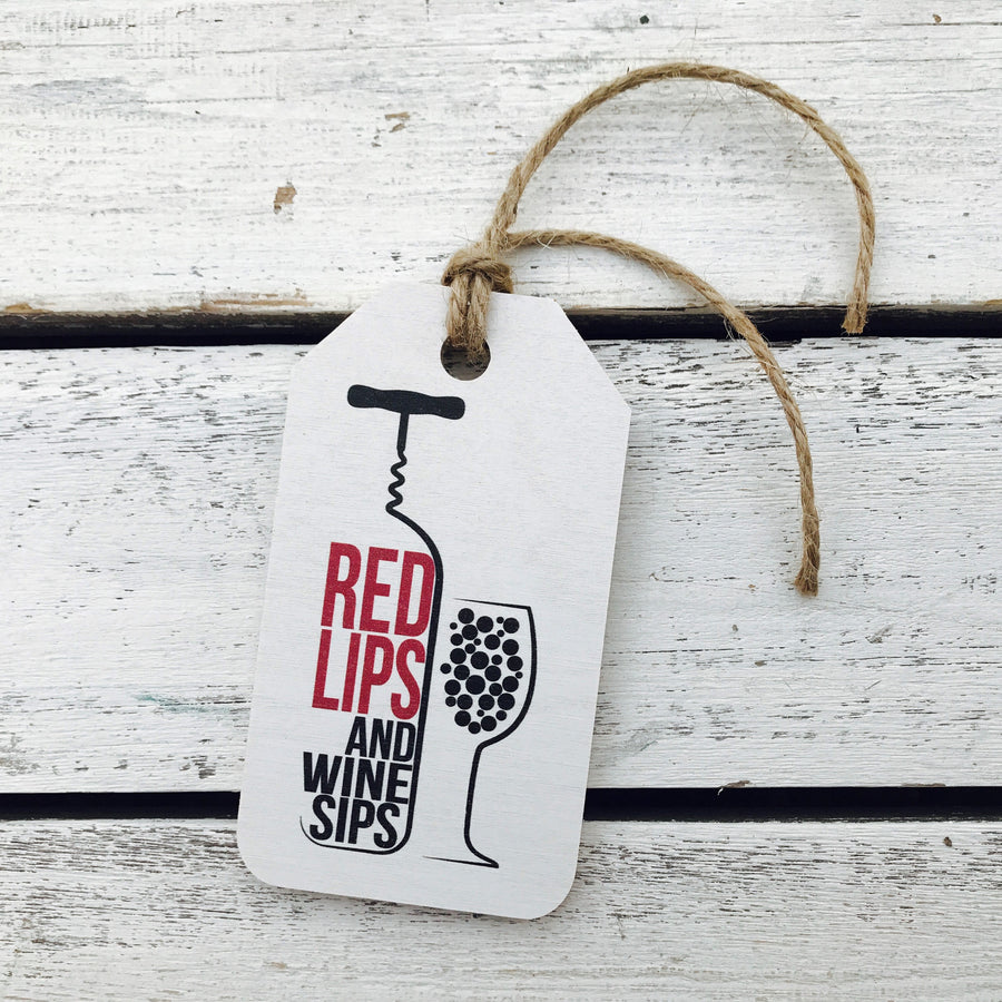 "Red Lips and Wine Sips" Gift Tag