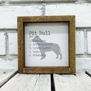 Pit Bull Dog Wooden Sign