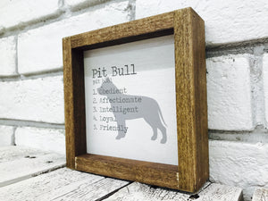 Pit Bull Dog Wooden Sign