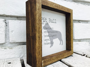 Pit Bull Dog Wooden Sign