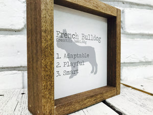 French Bulldog Dog Wooden Sign