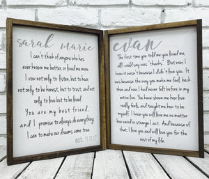 Wedding Vows Distressed Wood Frame