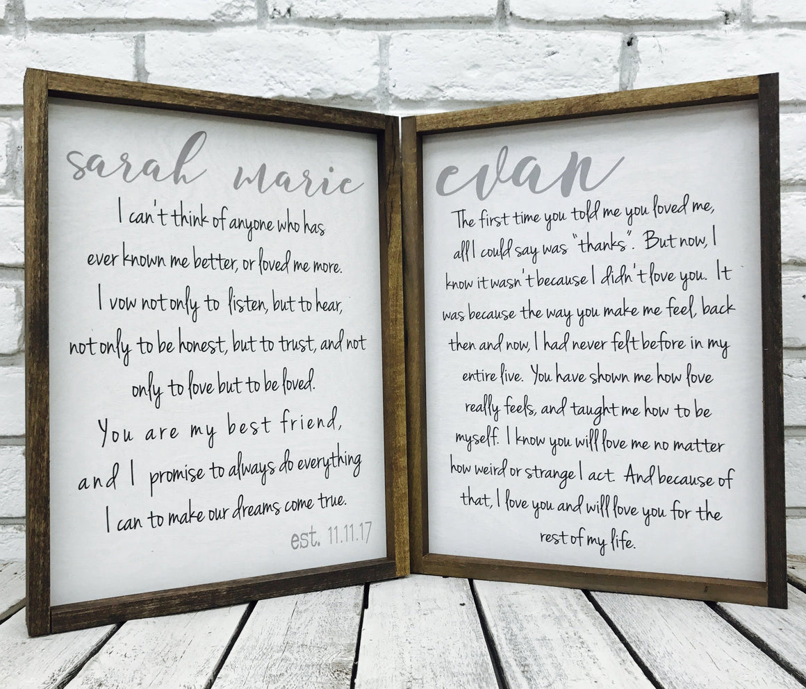 Wedding Vows Distressed Wood Frame