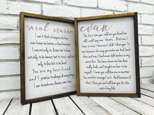 Wedding Photos & Vows Collage on Wood & Tin