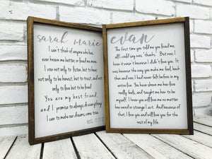 Wedding Vow Wooden Sign | Set of 2