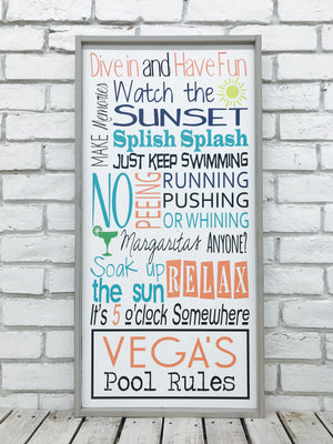 Personalized Pool Last Name Wood Sign