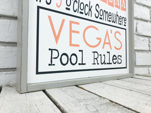 Personalized Pool Last Name Wood Sign