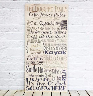 Personalized Lake House Rules Last Name MDO Sign