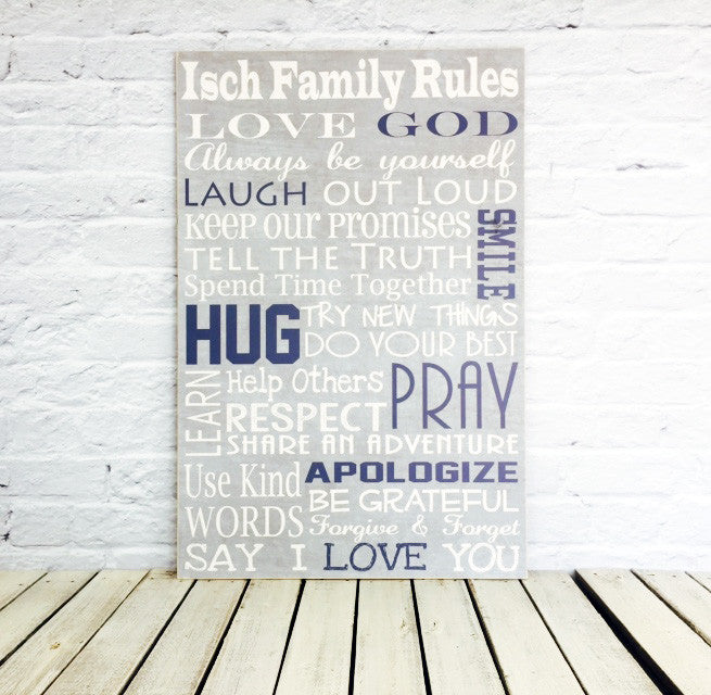 Personalized Family Rules Sign on Wood - Madi Kay Designs