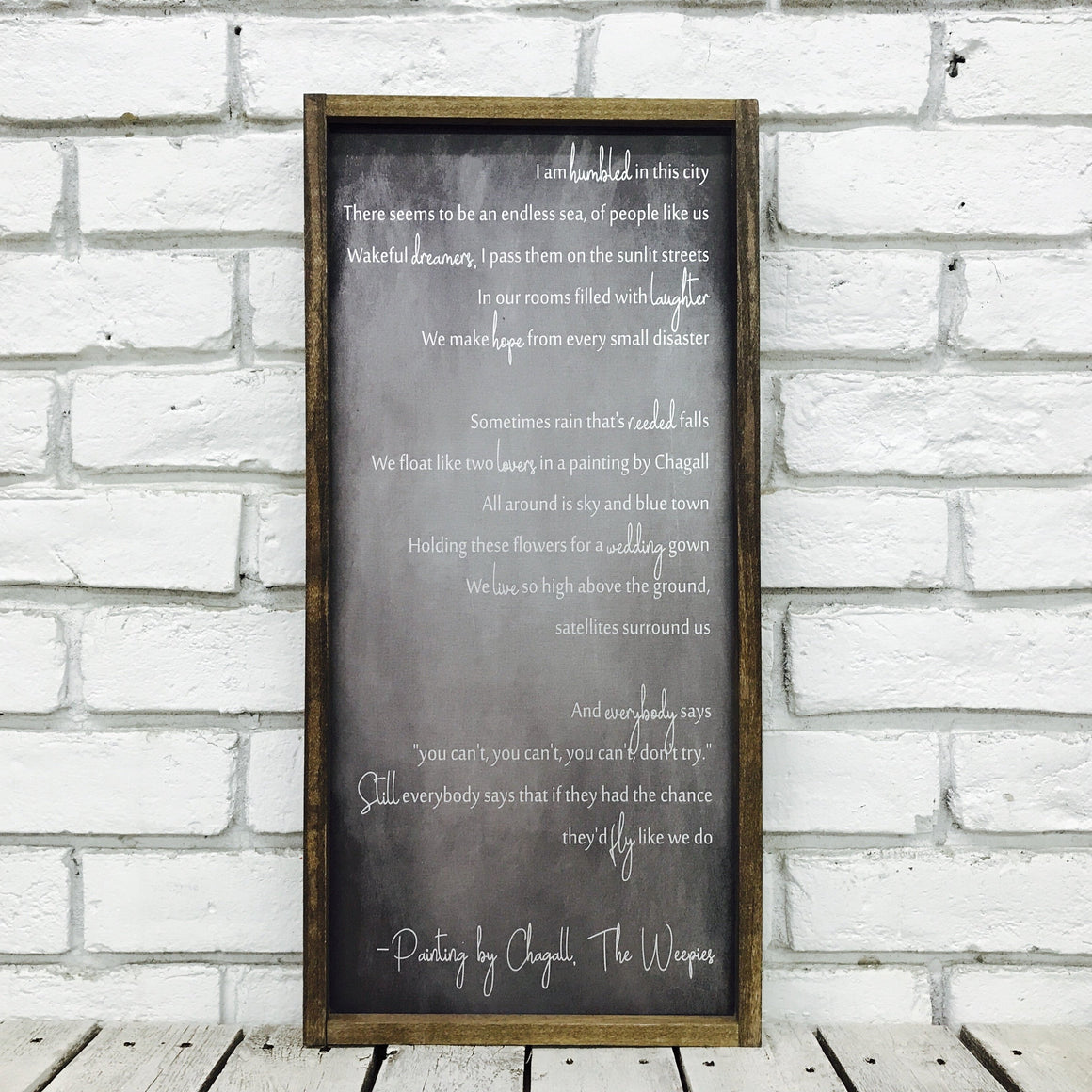 Wedding Song Lyric Chorus Only on Wood