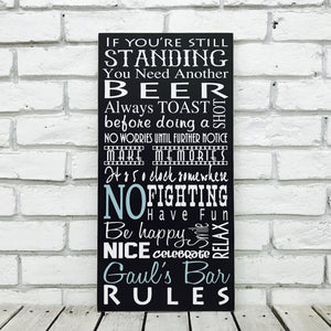 Personalized Bar Rules MDO Sign