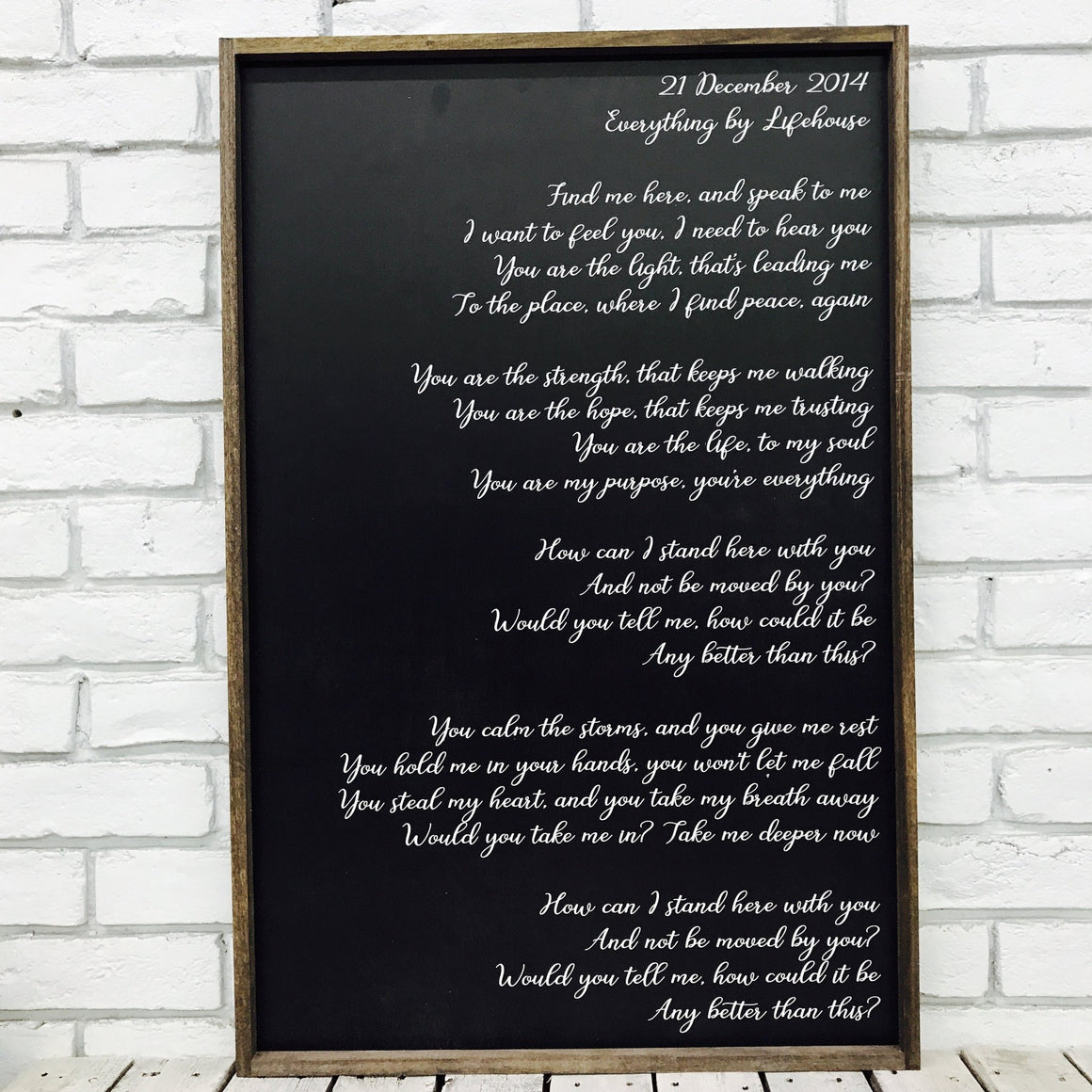 Wedding Song Lyrics on Wood