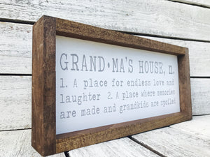 "Grandma's House Definition" Wooden Farmhouse Home Decor Sign