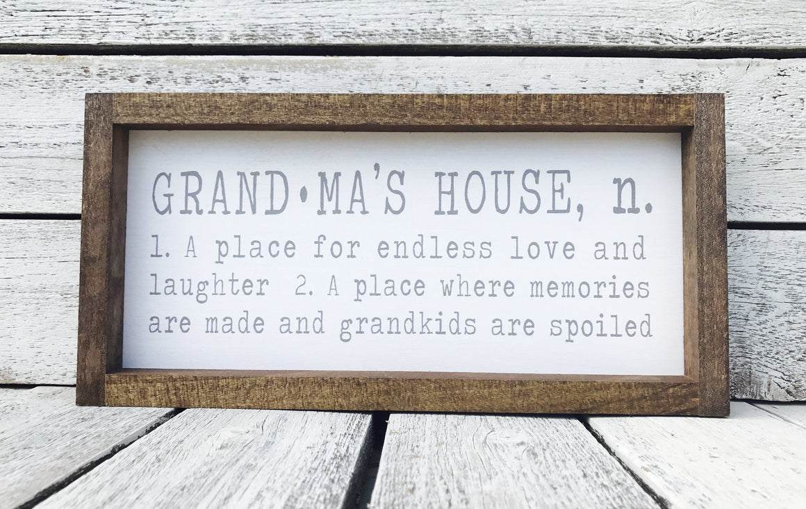 "Grandma's House Definition" Wooden Farmhouse Home Decor Sign