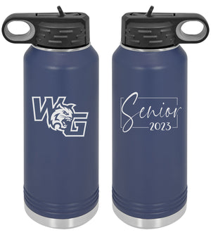 Personalized Senior 2023 Water Bottle - Customizable with School Logo and Name - 40 oz Polar Bottle