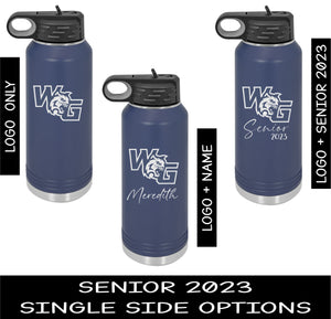 Personalized Senior 2023 Water Bottle - Customizable with School Logo and Name - 40 oz Polar Bottle
