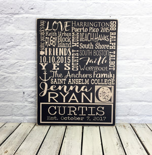 Personalized Family Name or Anniversary Gift Sign on Wood