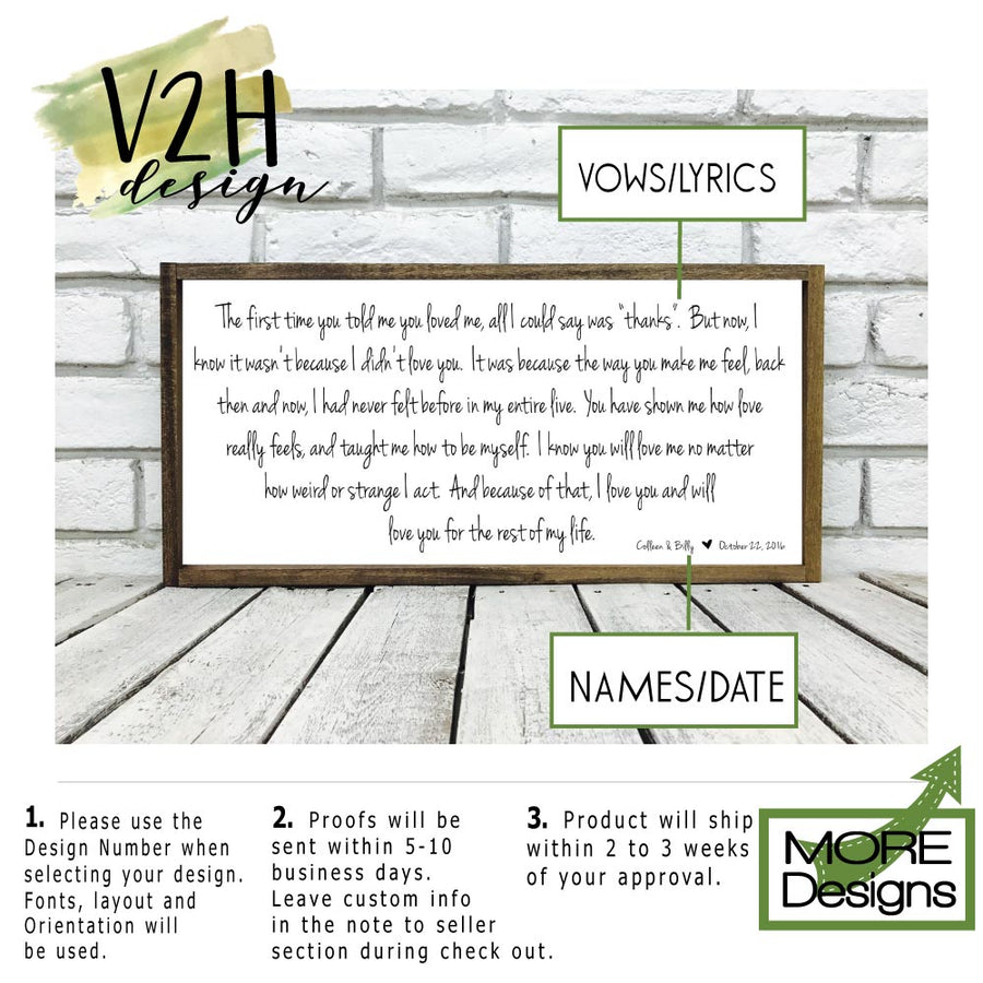 Wedding Song Lyrics Sign | Style V2H