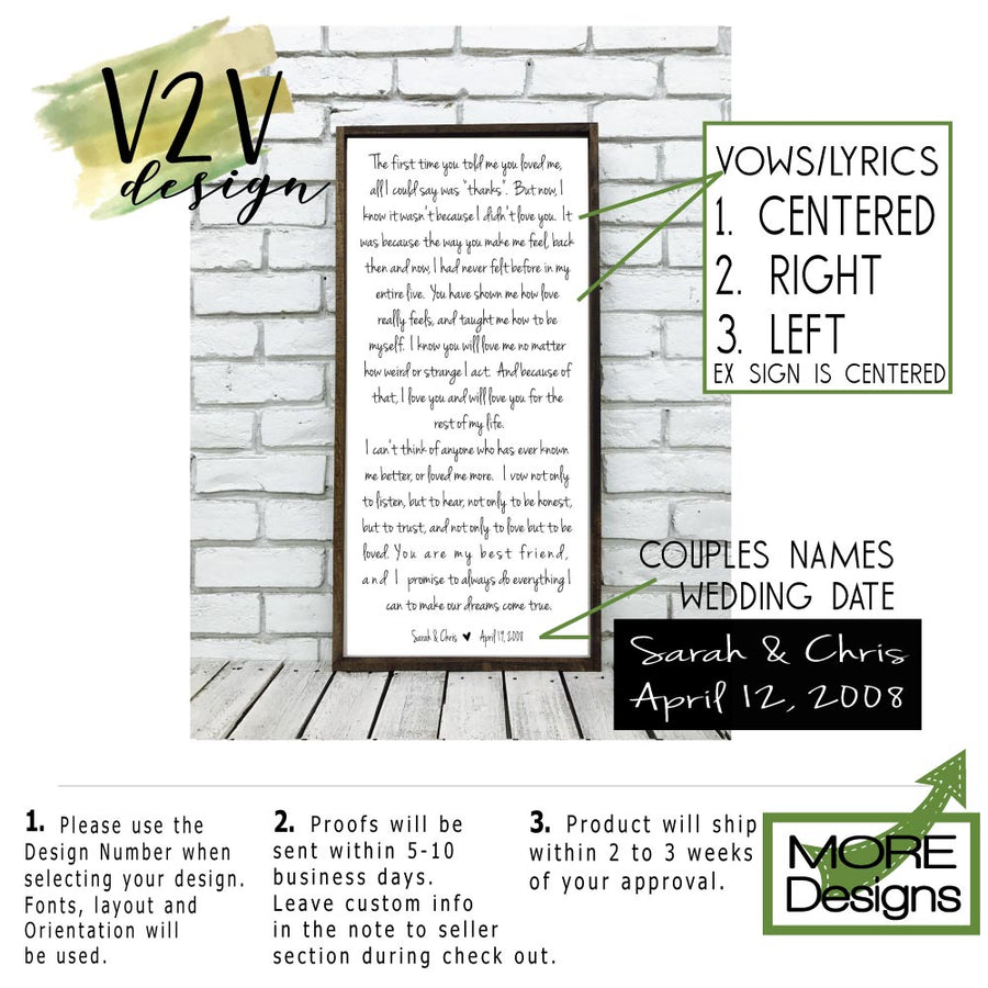 Wedding Song Lyrics Sign | Style V2V