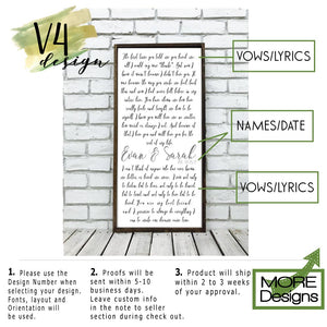 Wedding Song Lyrics Sign | Style V4