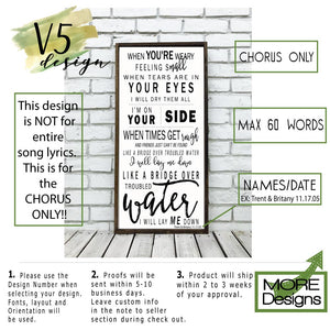 Wedding Song Lyrics Sign | Style V3