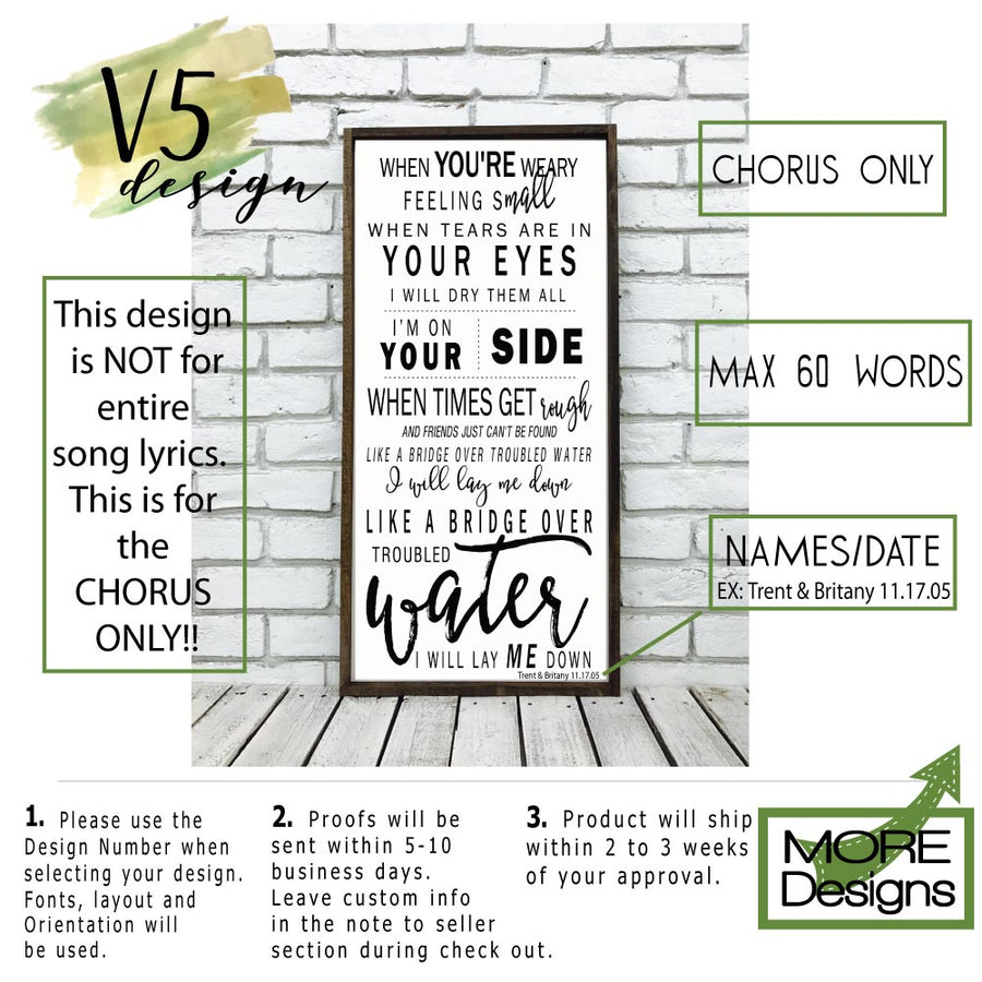 Wedding Song Lyrics Sign | Style V5