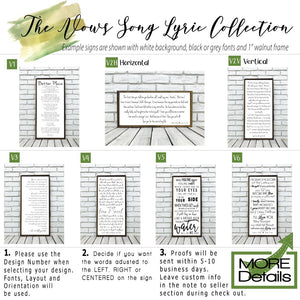 Wedding Song Lyrics Sign | Style V4