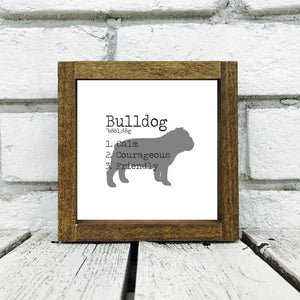 Bulldog Dog Wooden Sign